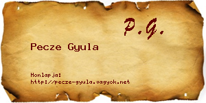 Pecze Gyula névjegykártya